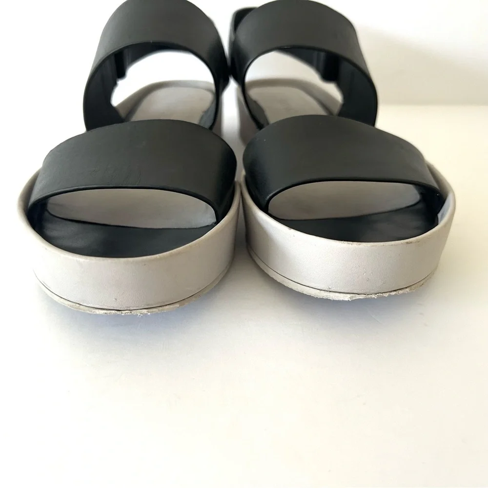 VINCE Marett Sandal Minimalist Platform Shoe Black Gray Leather Size EU 38 US 8